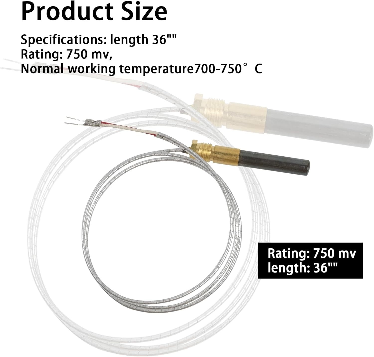1950-001 Robertshaw Thermopile 36″ 250-750 Millivolts MV 2 Lead with PG9 Adapter