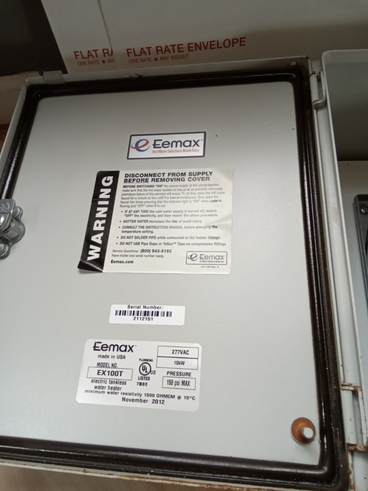 EEMAX EX100T ELECTRIC TANKLESS WATER HEATER USED , T1