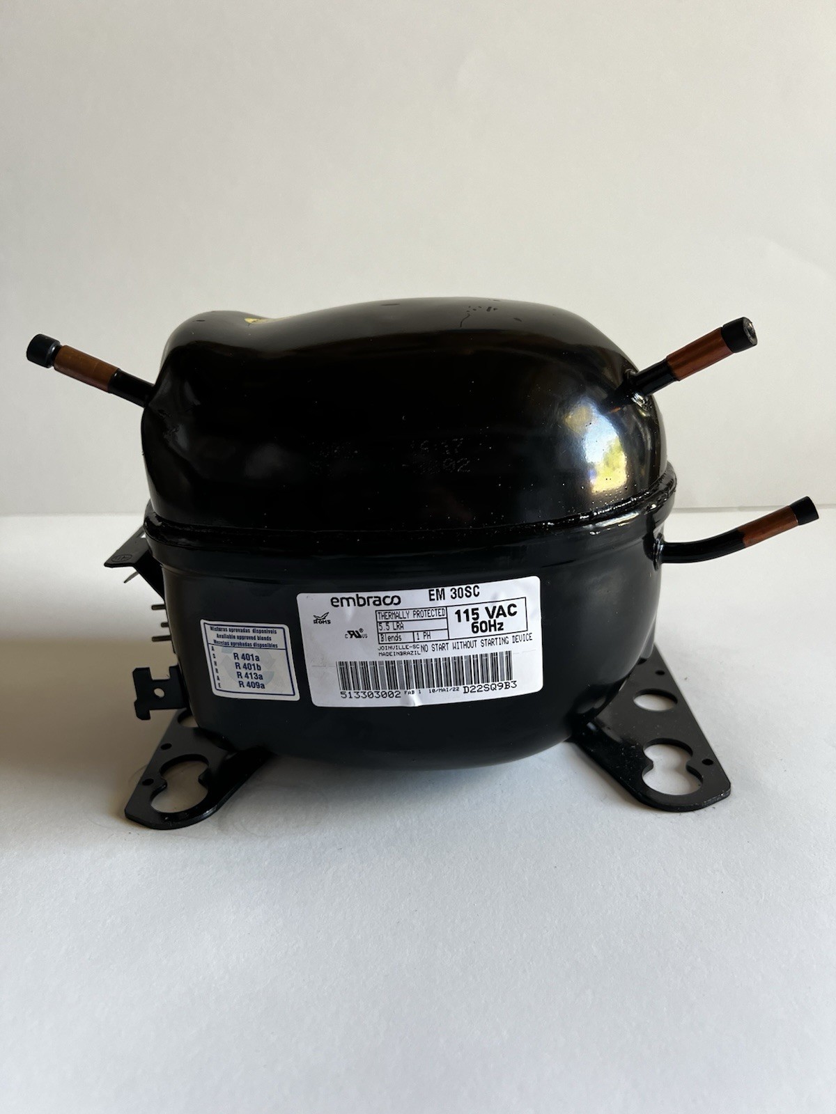 Embraco EM30SC Refrigerator Compressor – 115V, 60Hz – Brand New