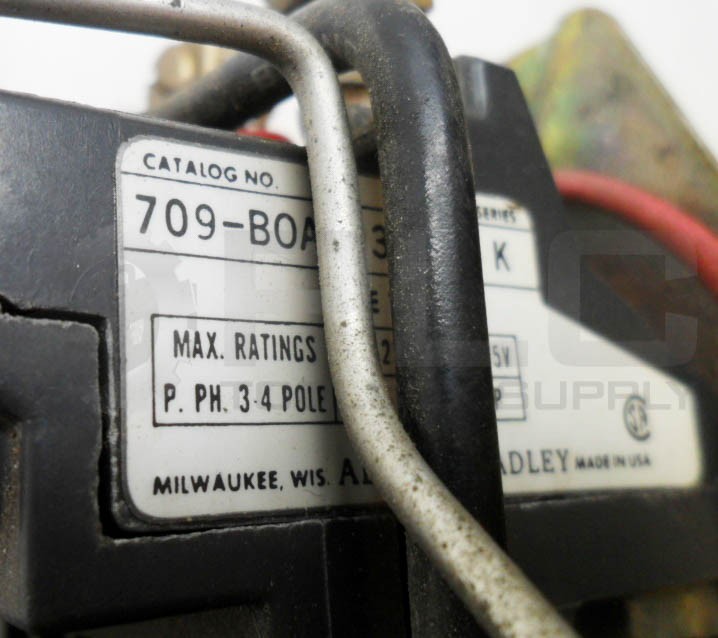 ALLEN BRADLEY 709-BOA103 /K STARTER CONTACTOR 575V 10HP W/ 71A83 COIL *READ*