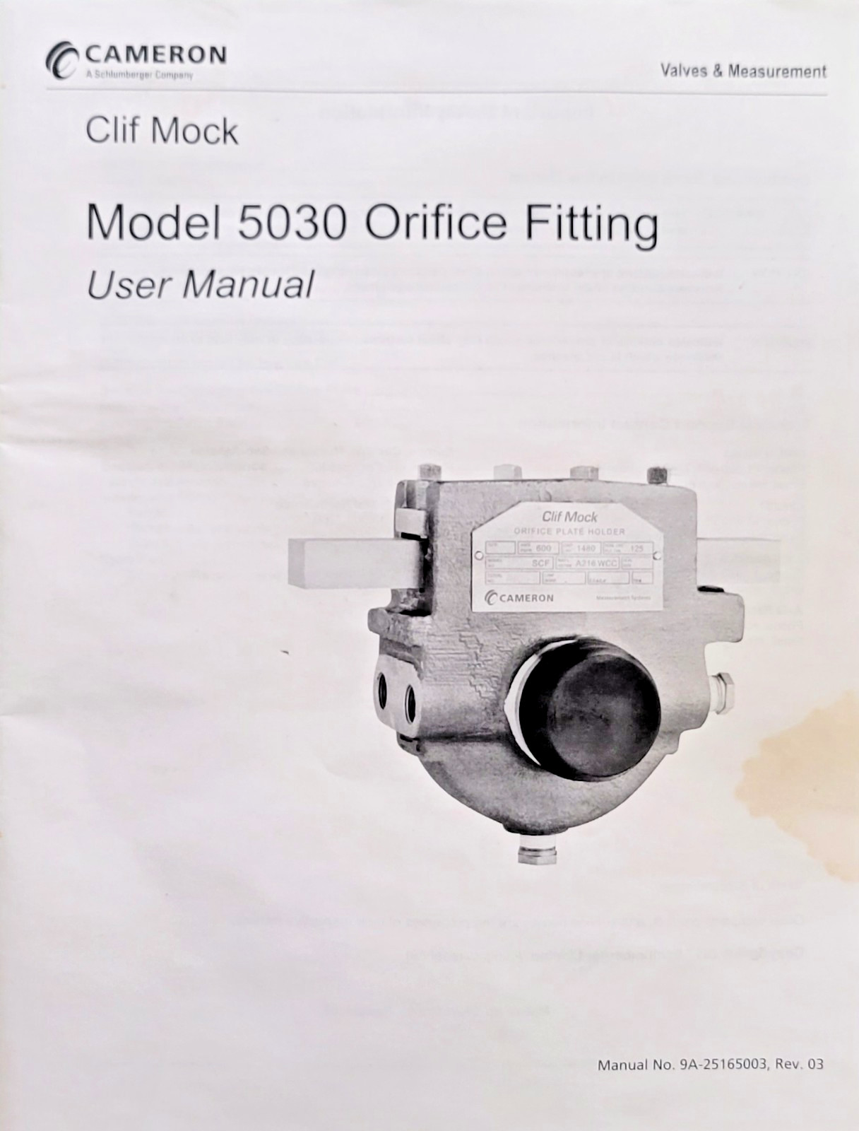 6️⃣ CAMERON CLIFF MOCK 5030 ORIFICE FITTING 49LB PESSCO OFFER 1 G022426-1-100 🗽
