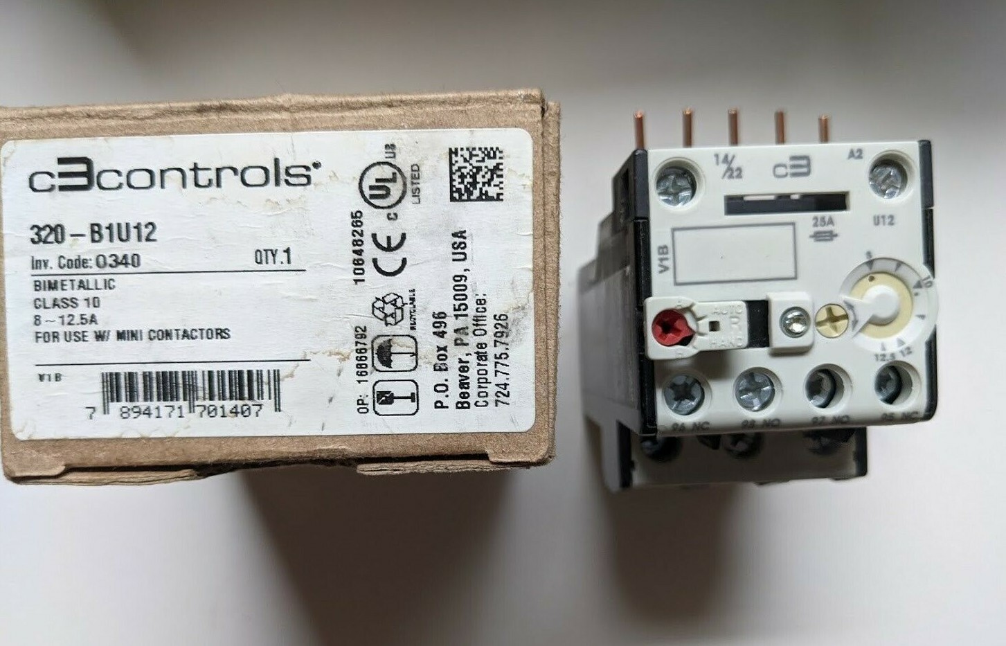C3 Controls Thermal Overload 8.0 – 12.5 Amps 320-B1U12