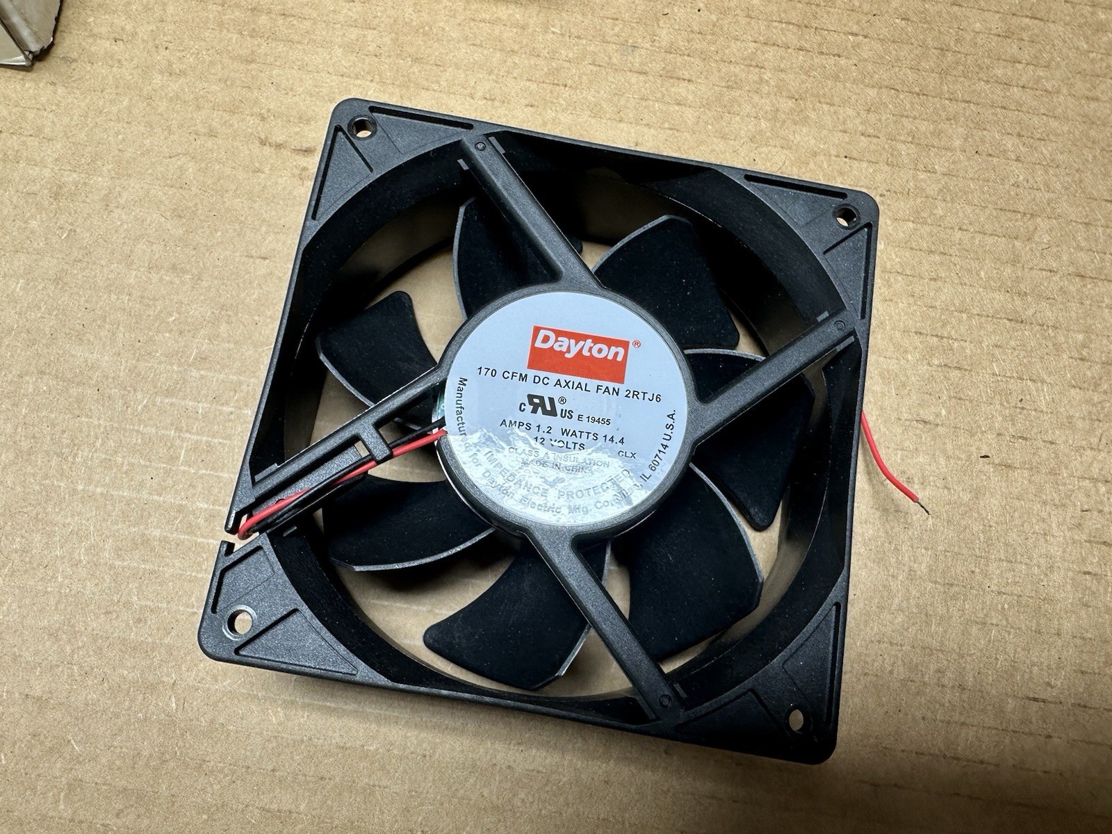 DAYTON 2RTJ6 AXIAL COOLING FANS NEW 12V 170 CFM QTY OF 2