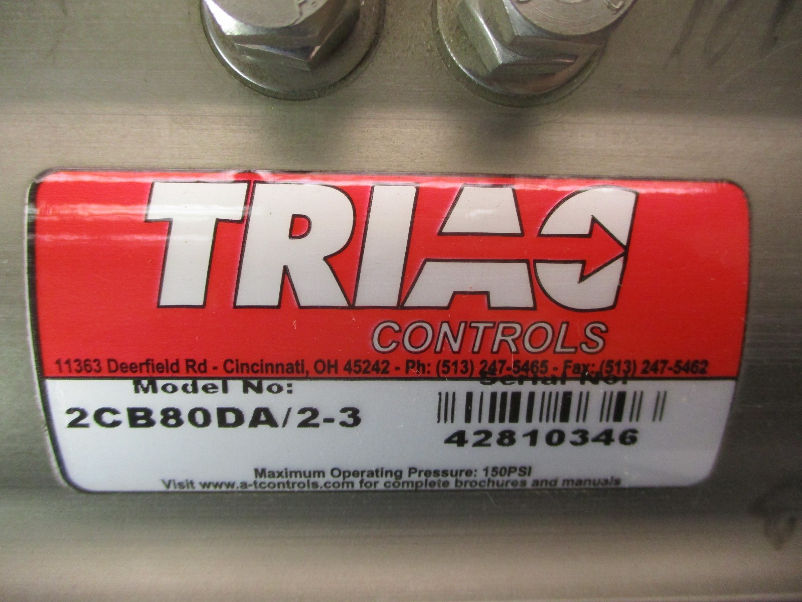 Triac Controls Model 2CB80DA/2-3 Centerline 55 Series 200 316SS 53463AES