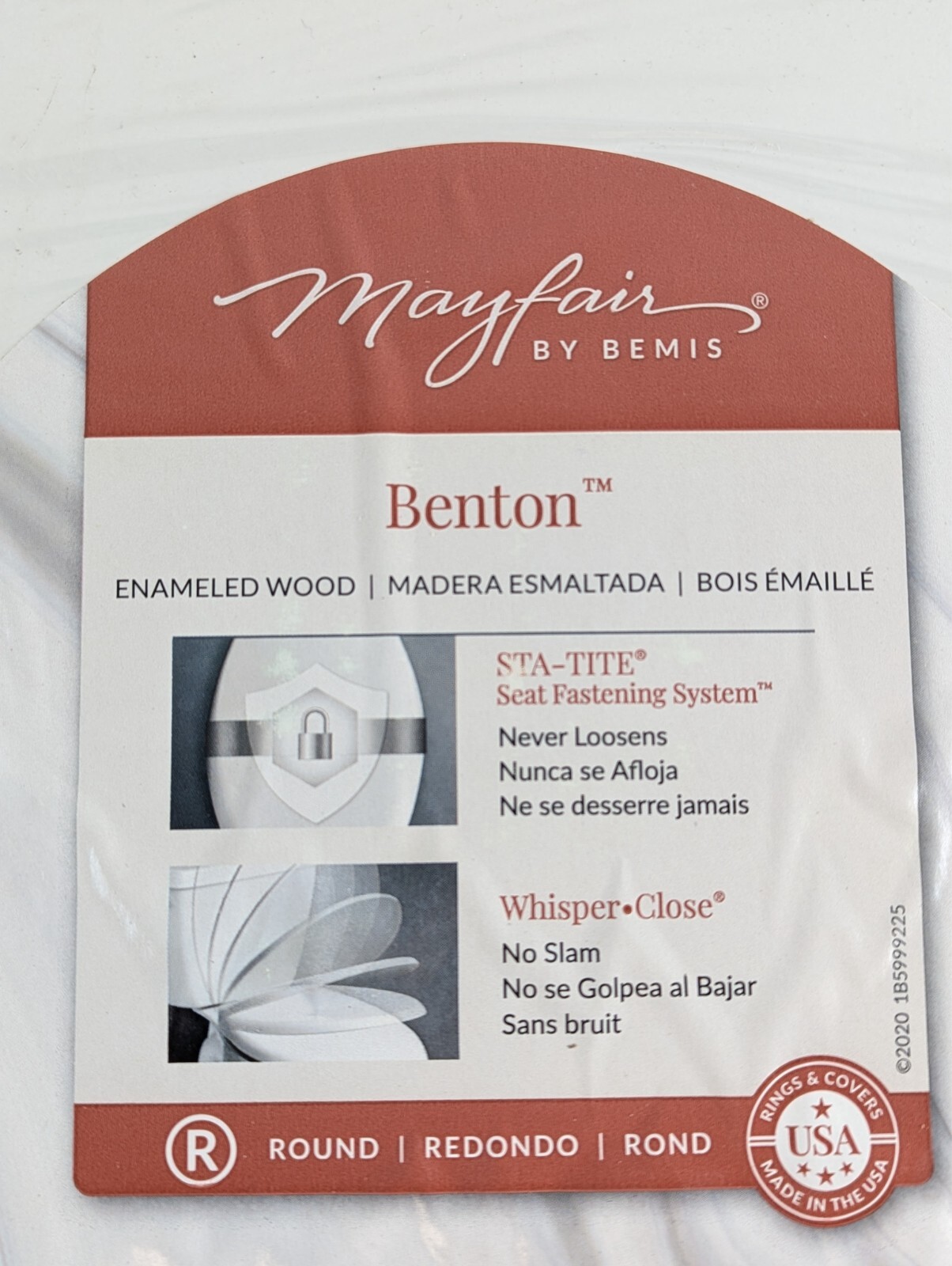 Mayfair by Bemis Benton Slow Close Round White Enameled Wood Toilet 26NISL-000