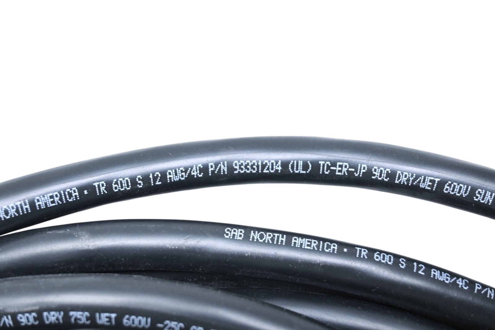 SAB Cable 93331204 TR 600 S Tray and VFD Cable 12AWG/4C Roughly 25ft NOS
