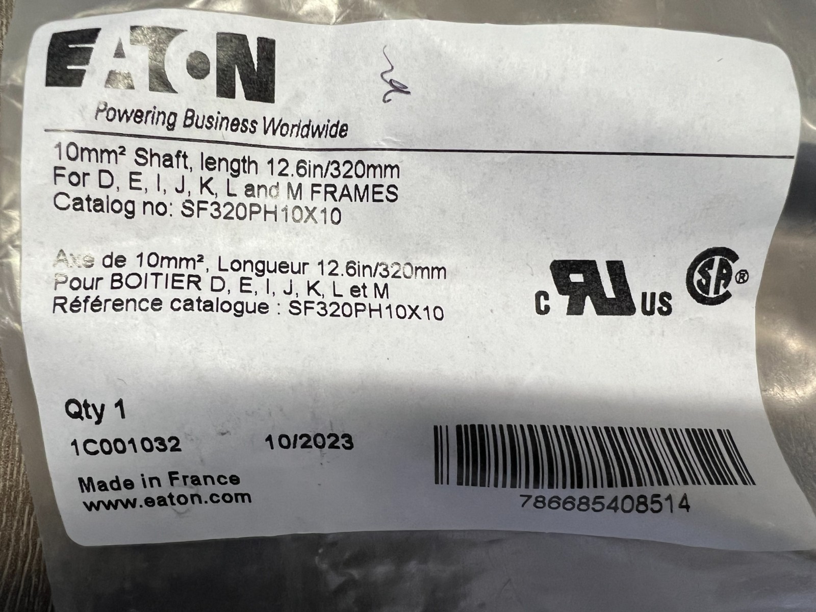 Eaton 1C2D2813 Rotory Pistol Handle with Shaft, 1C001032 100A-400A Double Throw
