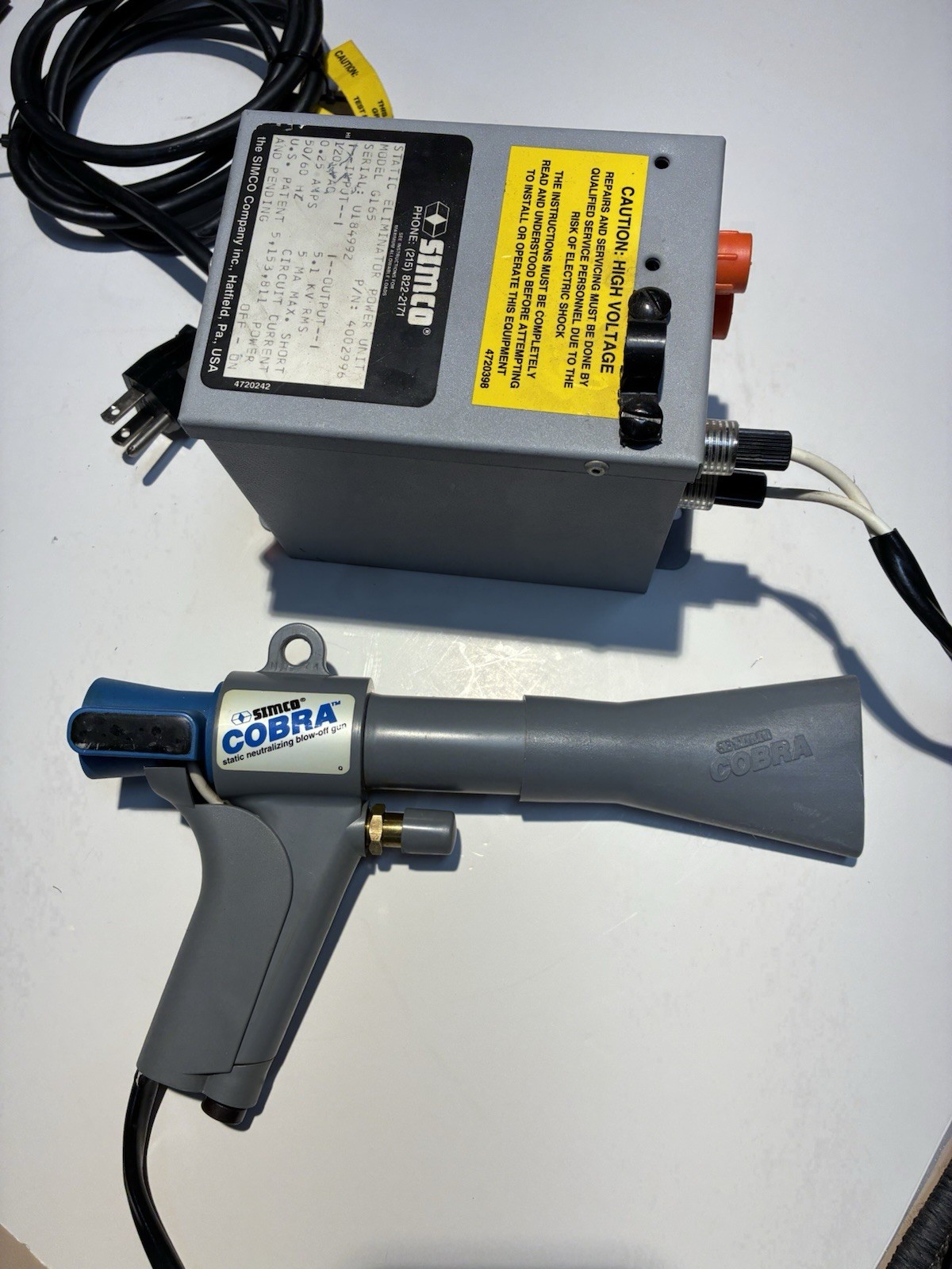 Simco Cobra anti static/neutralizing Blow Off Gun with original power supply