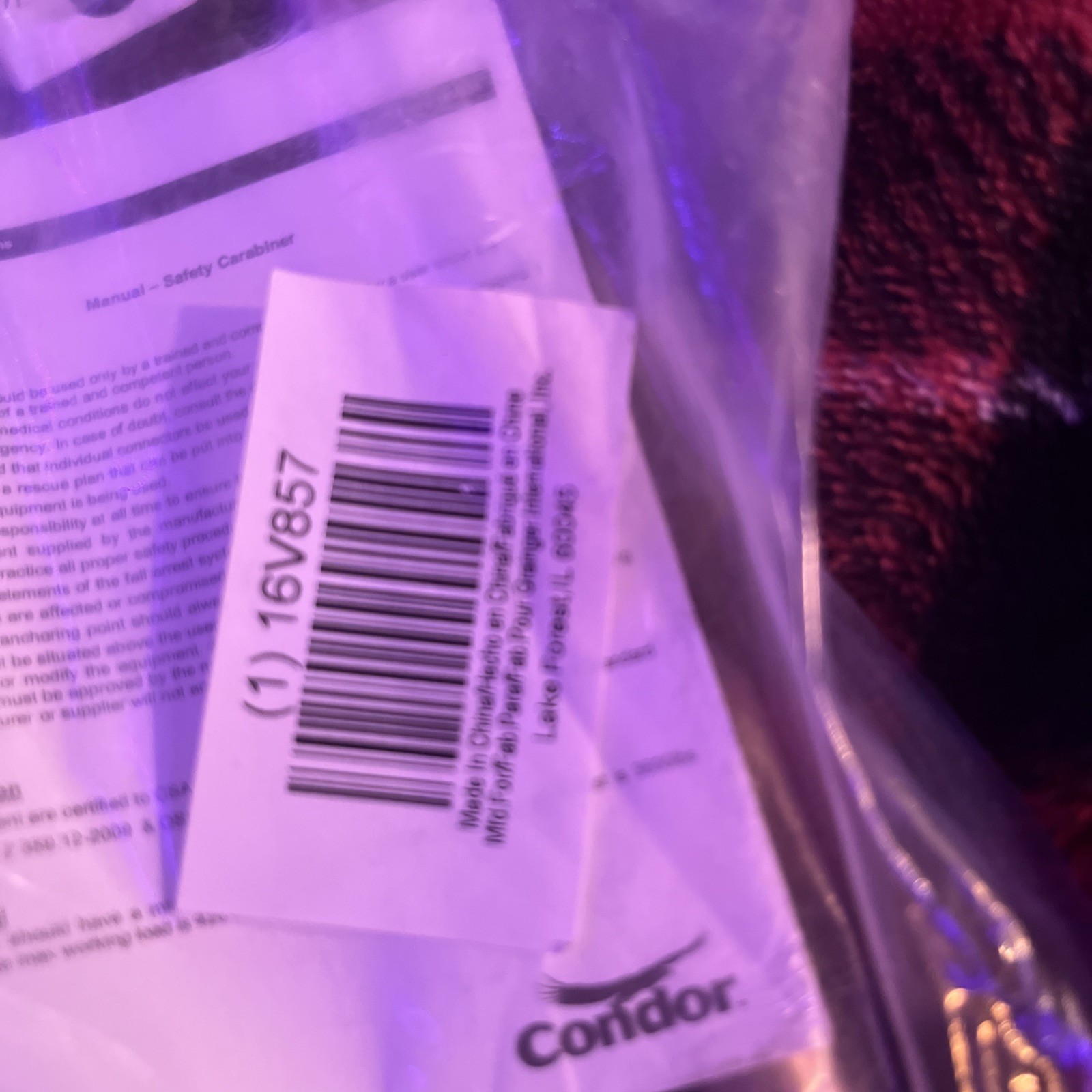 Condor 16V857 Carabiner, Auto-Lock, Offset-D, 6 3/4 In Length, 1-3/16” Gate