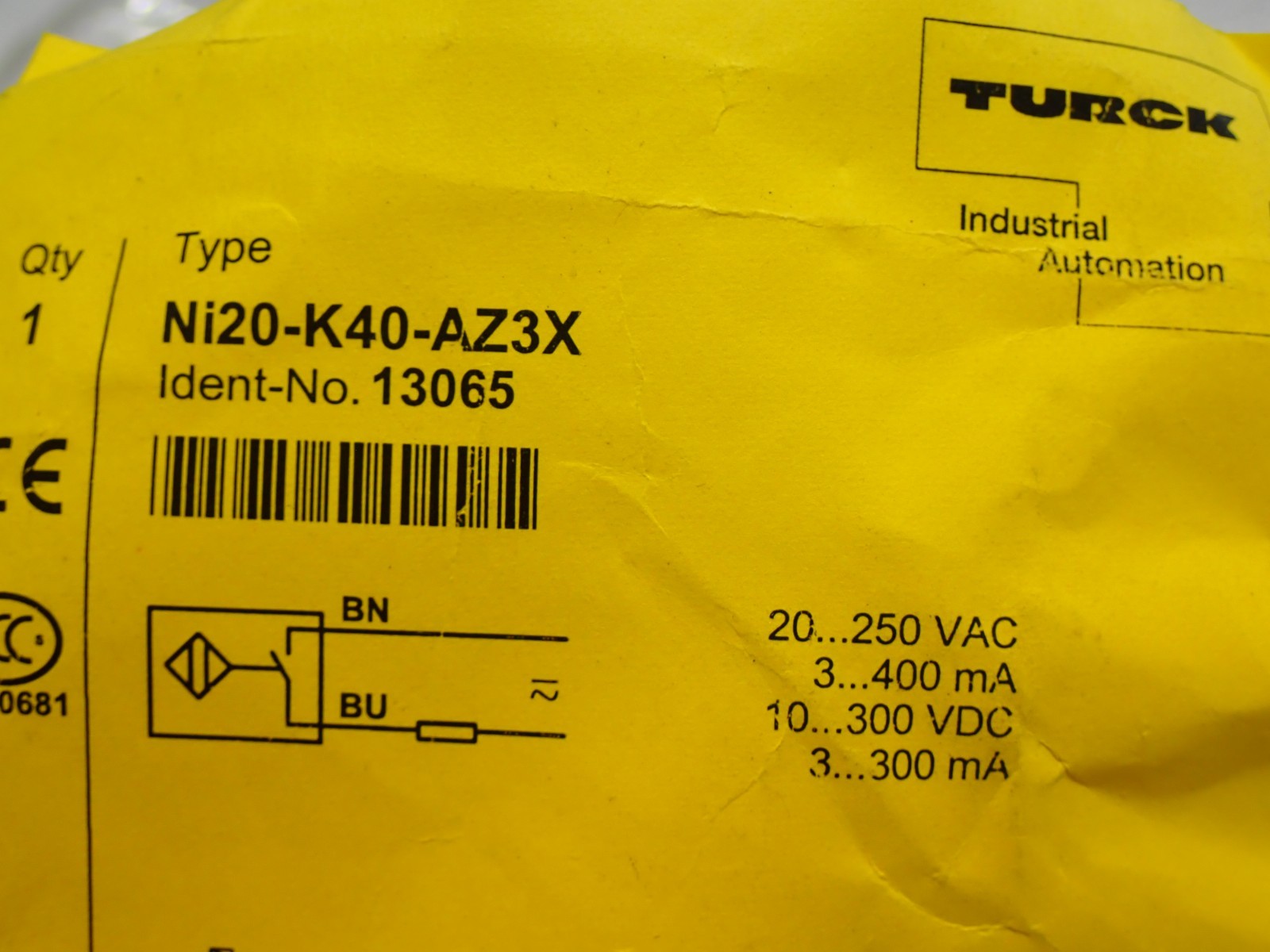 TURCK NI20-K40-AZ3X 2.00M Inductive Sensor NEW