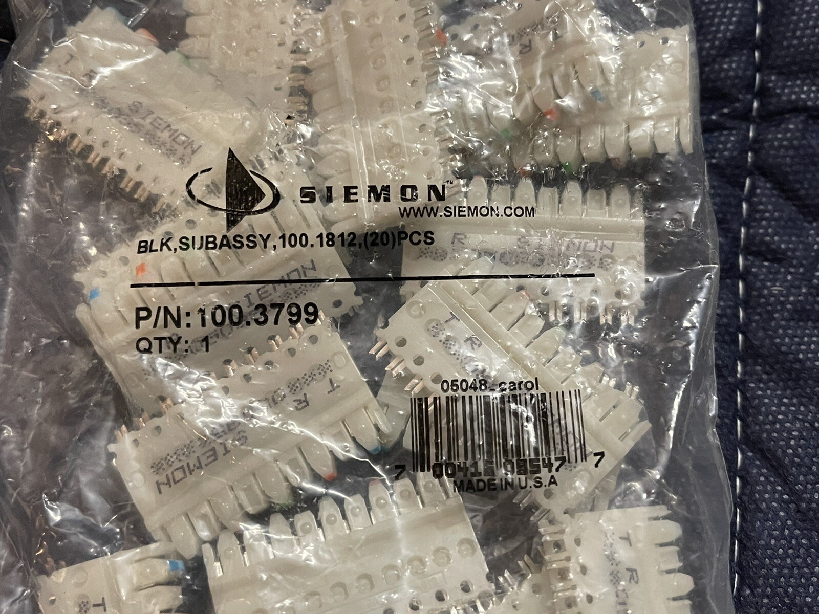 Bag Of 15, Siemon 100.1812, Blk SUBASSY 100.1812, Opened 15 In Bag