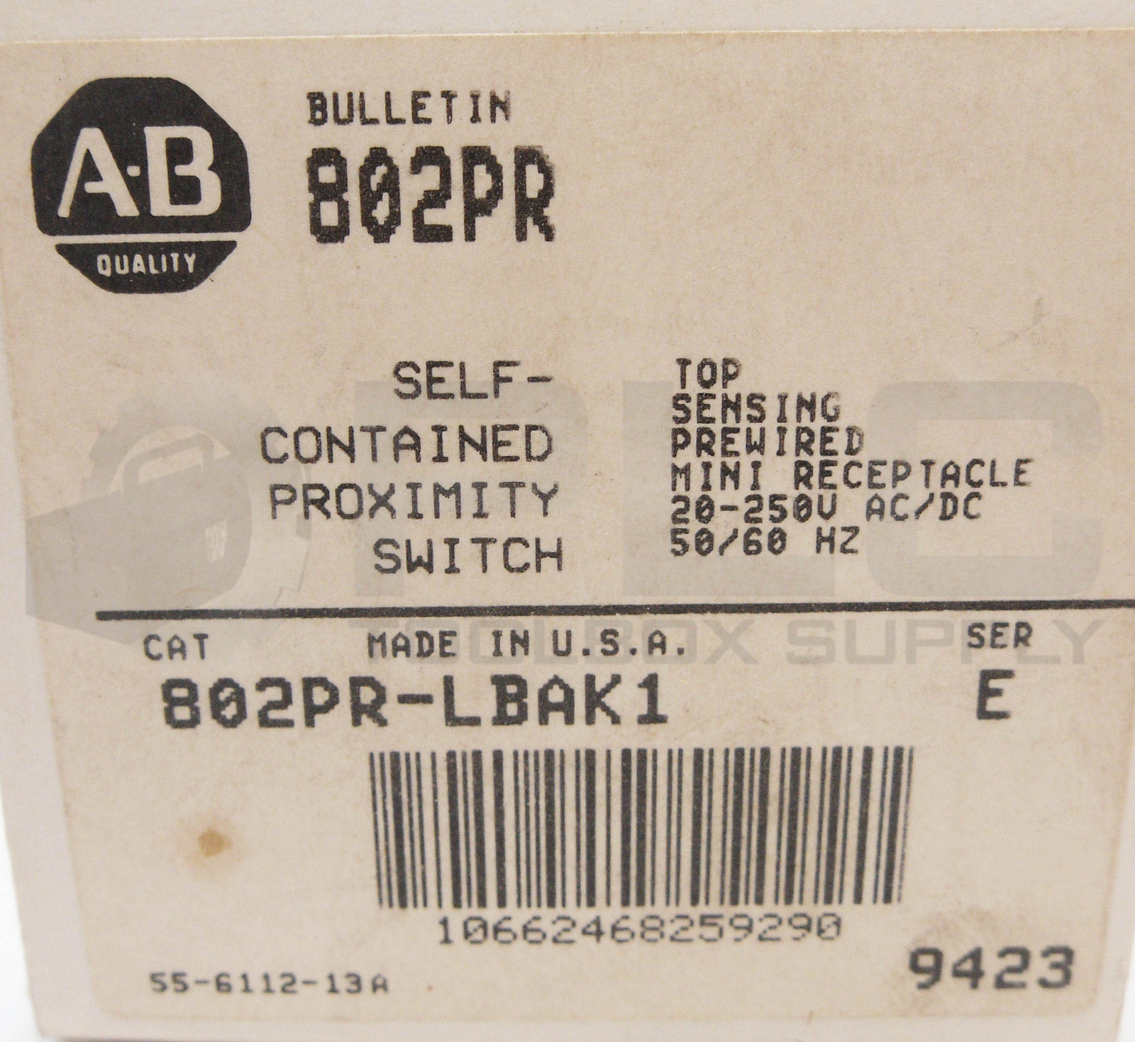 NEW ALLEN BRADLEY 802PR-LBAK1 /E INDUCTIVE PROXIMITY SWITCH 20-250V AC/DC