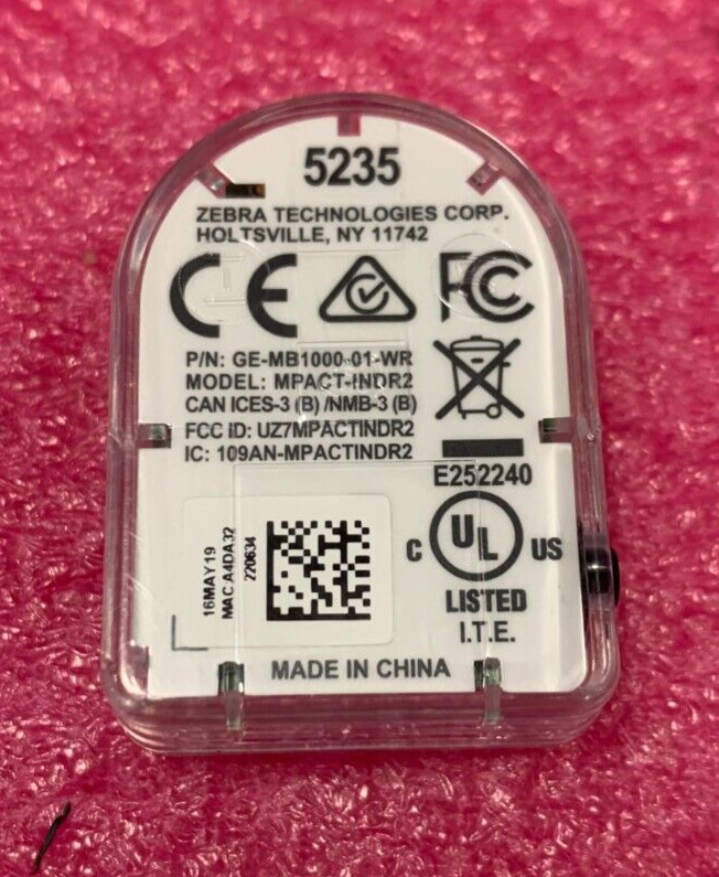 Zebra MPACT INDR2 Bluetooth LE Asset Tracking Beacon GE-MB1000-01-WR