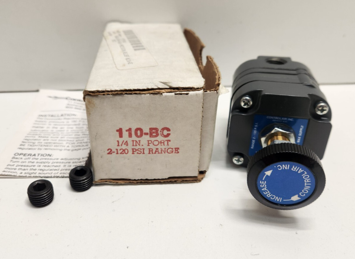 NEW IN BOX! CONTROL AIR 1/4″ PORTS 2-120 PSI PNEUMATIC REGULATOR 110-BC