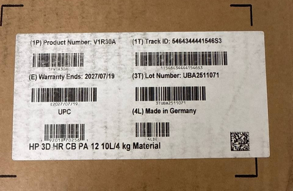 V1R30A – HP 3D HR CB PA 12 10L/4 kg Material