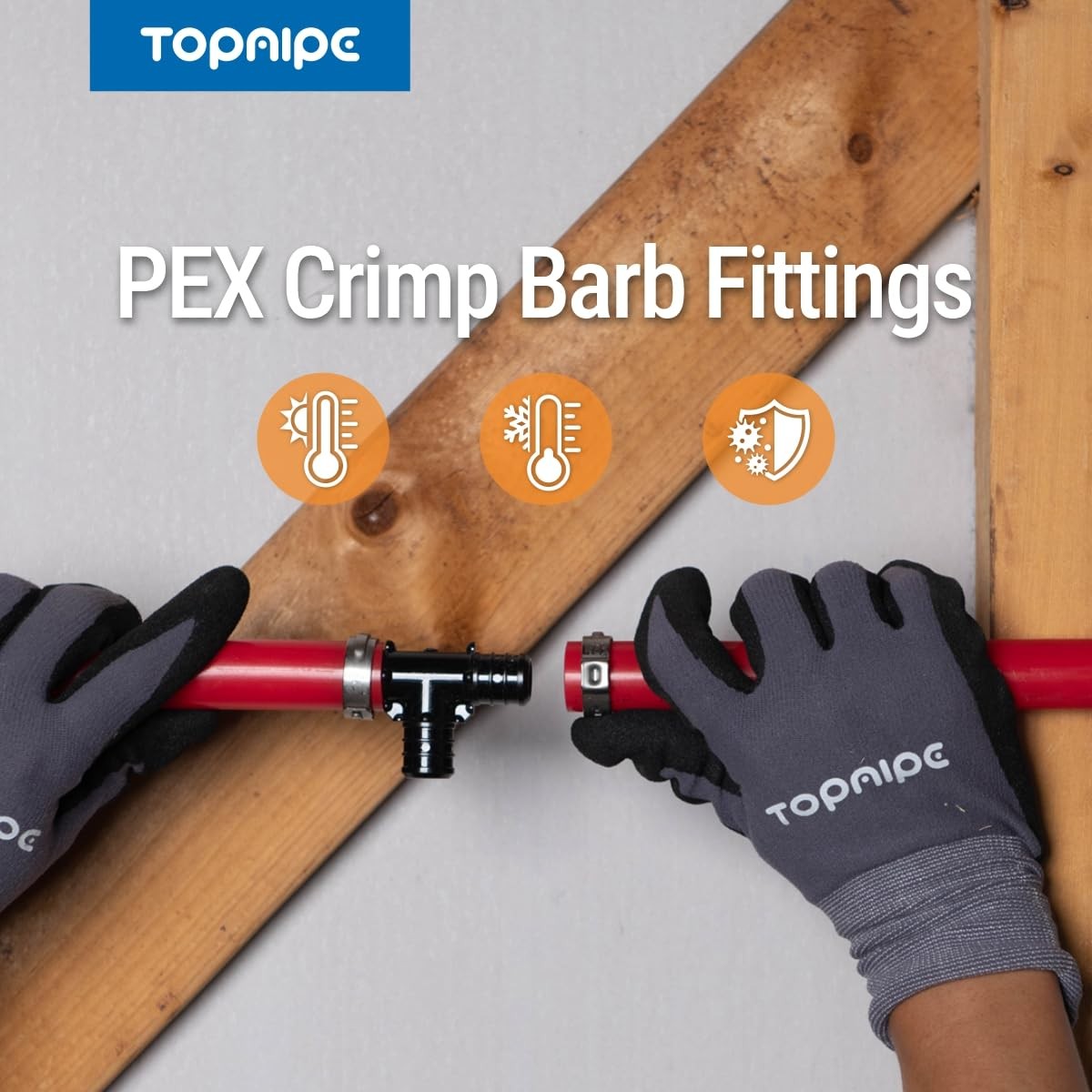 5 PCS 3/4 x 3/4 x 1/2 Inch PEX Poly Crimp Reducing Tee PPSU Fitting F2159