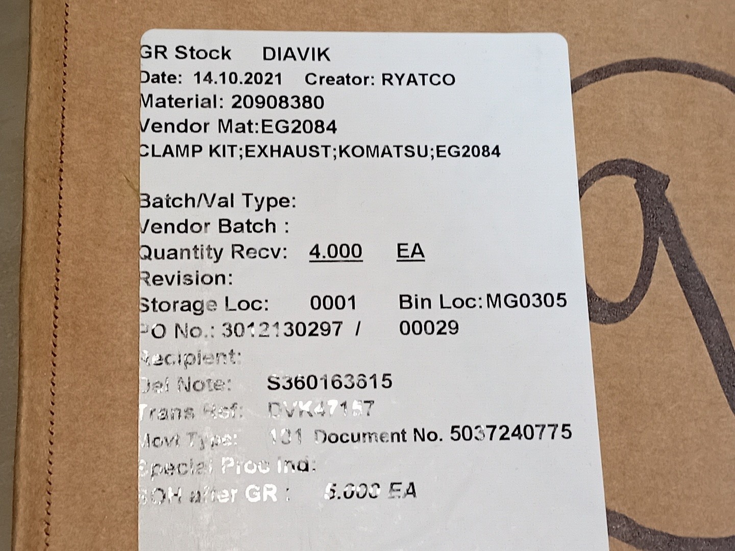 SURPLUS NEW Exhaust Clamp Kit EG2084 – Parts