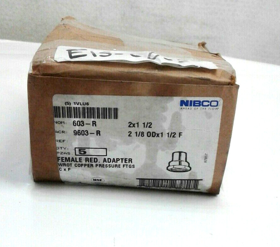 Nibco 603-R Female Red Adapter 2×1-1/2 Wrot Copper Pressure Fitting CxF Box Of 5