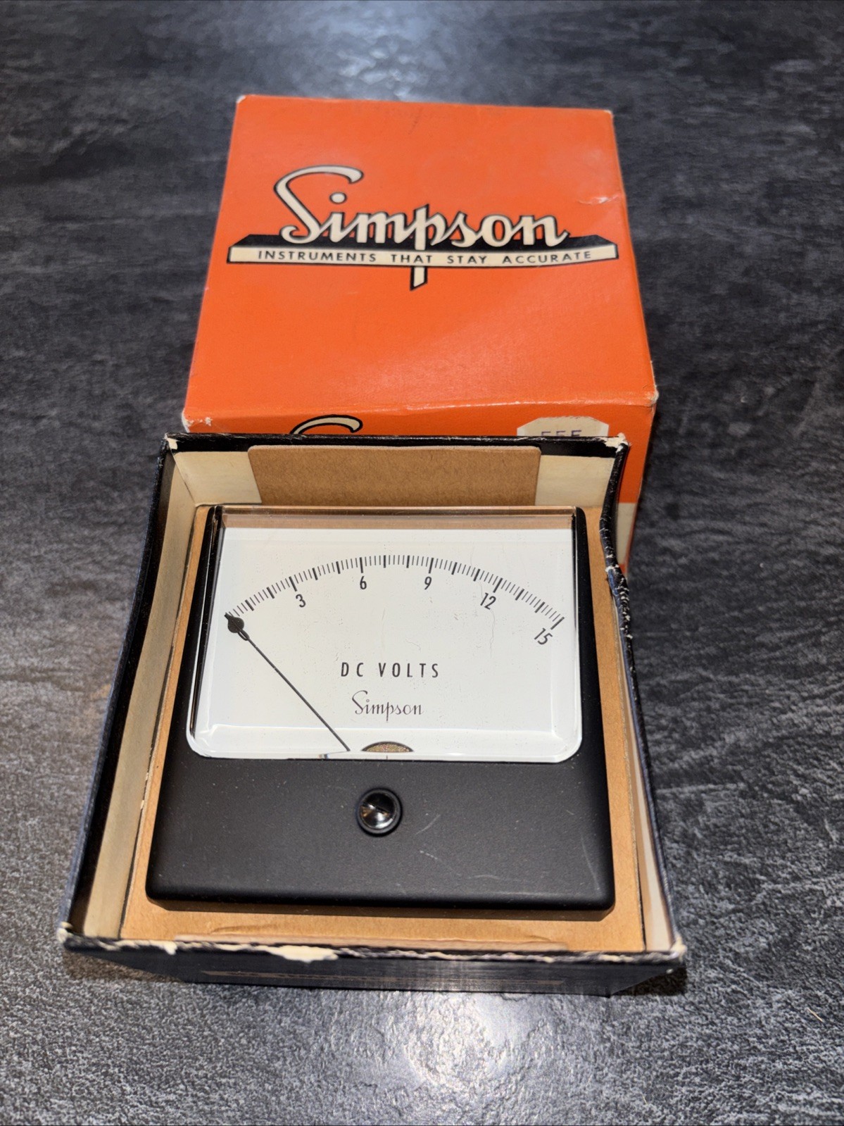 Simpson Model 1327 DC Volts Panel Meter 0-15V Analog Gauge Vintage #9750 NOS #I