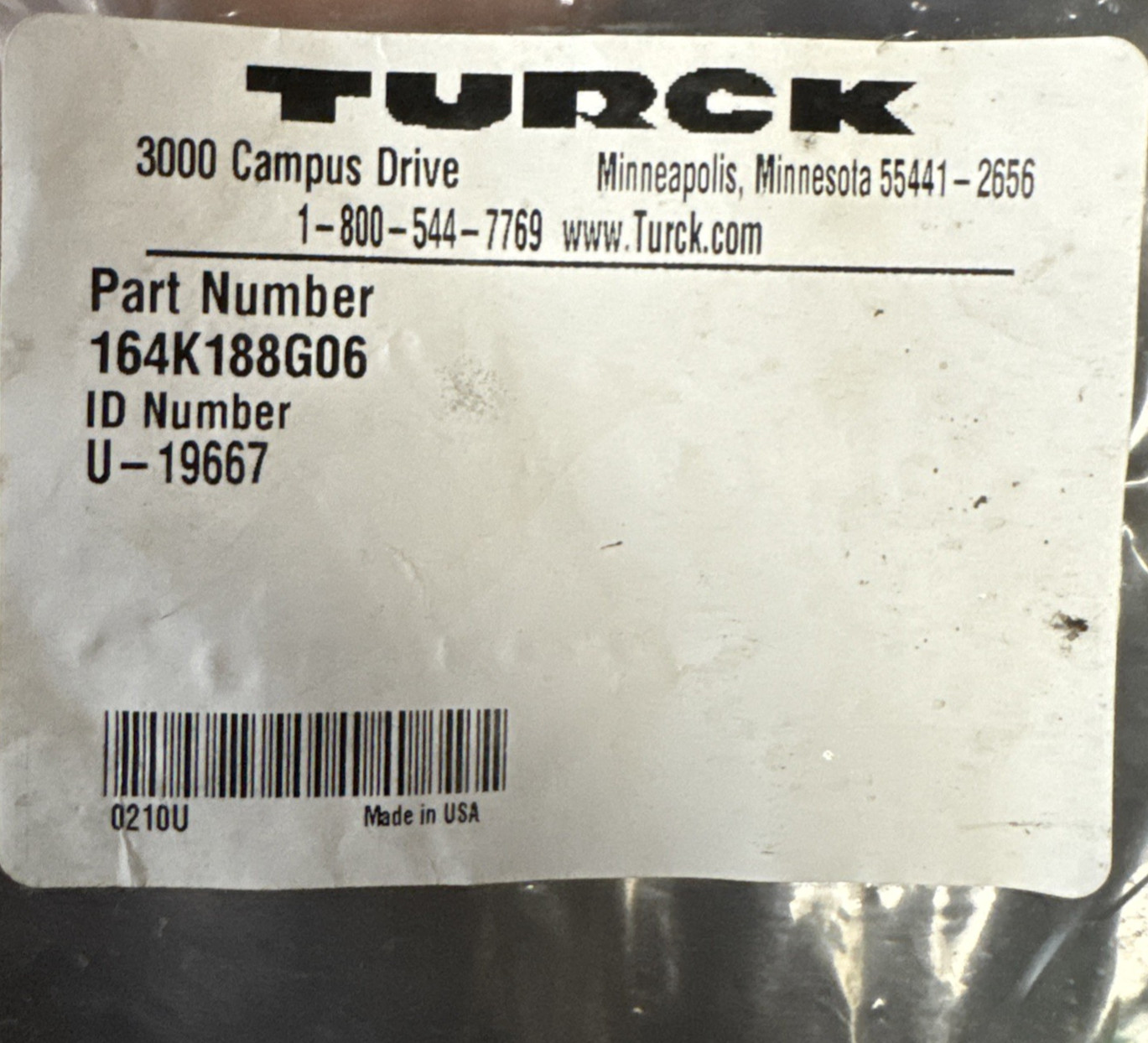 Turck 164K188G06 Devicenet Cable Assembly W230