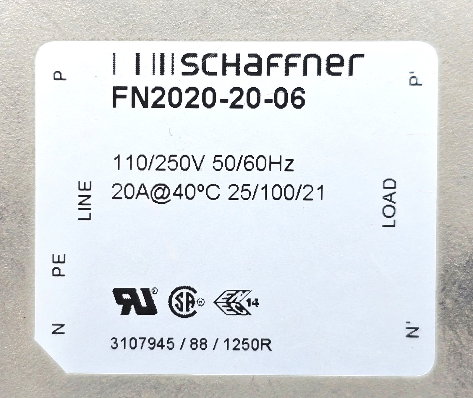 SCHAFFNER FN2020-20-06 Chassis Mount Filter