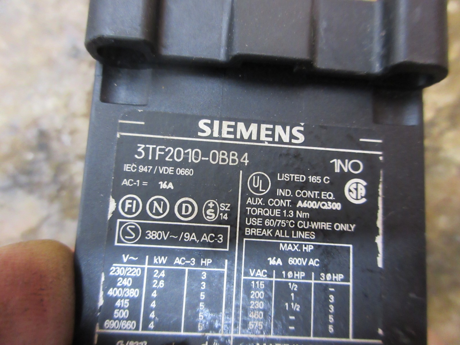HERMLE UWF 1202S CNC VERTICAL MILL SIEMENS 3TF2010-0BB4 CONTACTOR LOT OF 10 PCS