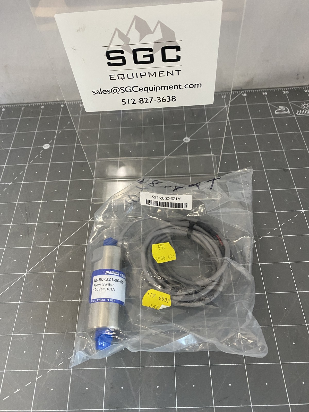 Malema Sensors Flow Switch 120 Vac, 0.1A PN: M-60-S21-00-001