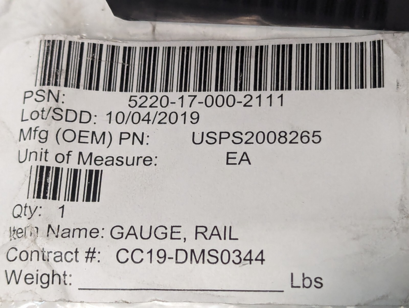 5220-17-000-2111 USPS2008265 Rail Gauge, 64mm