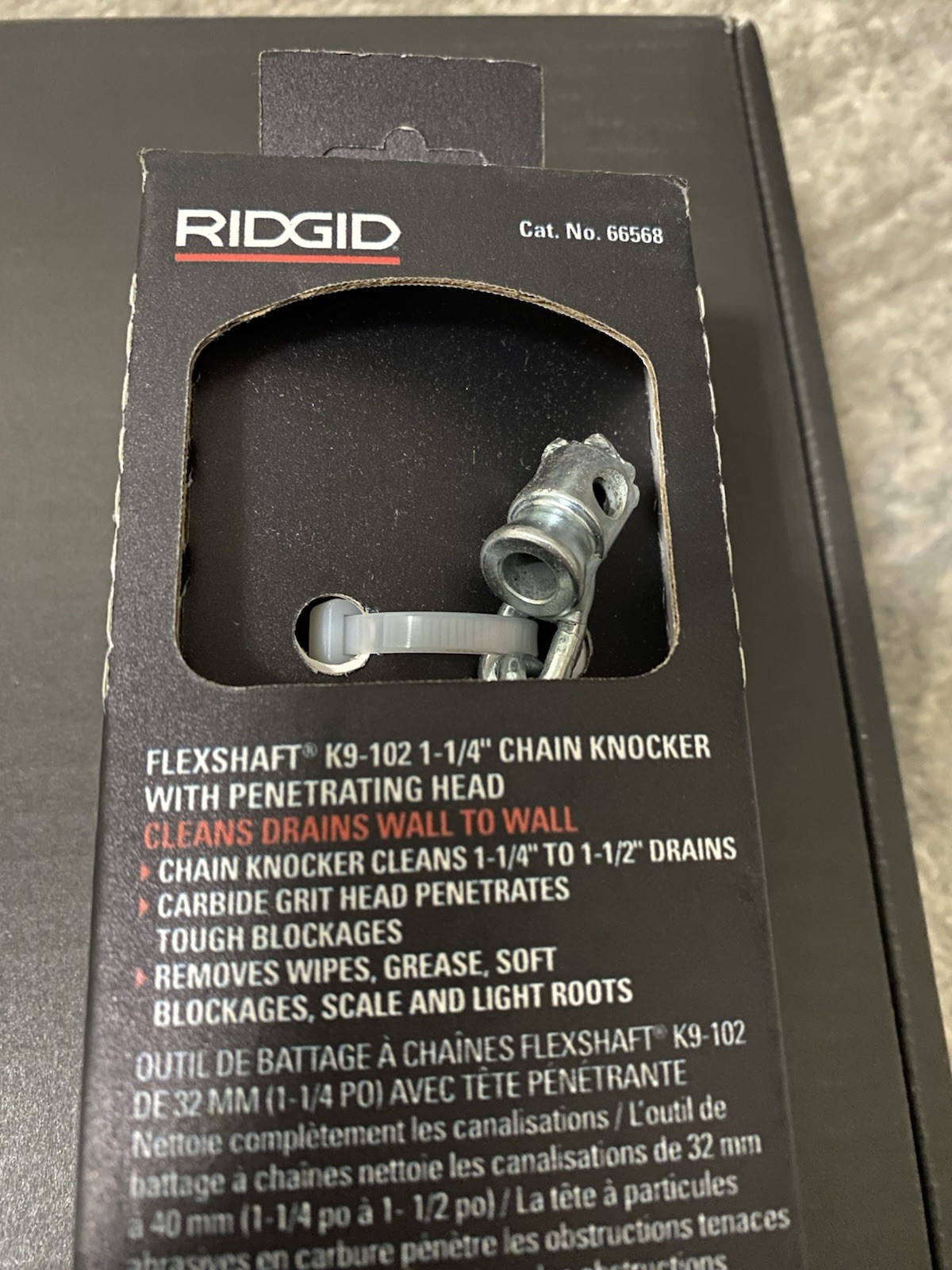 Ridgid FlexShaft Drain Cleaning Knocker & Head 1-1/4 – 1-1/2 in. Pipes 66568