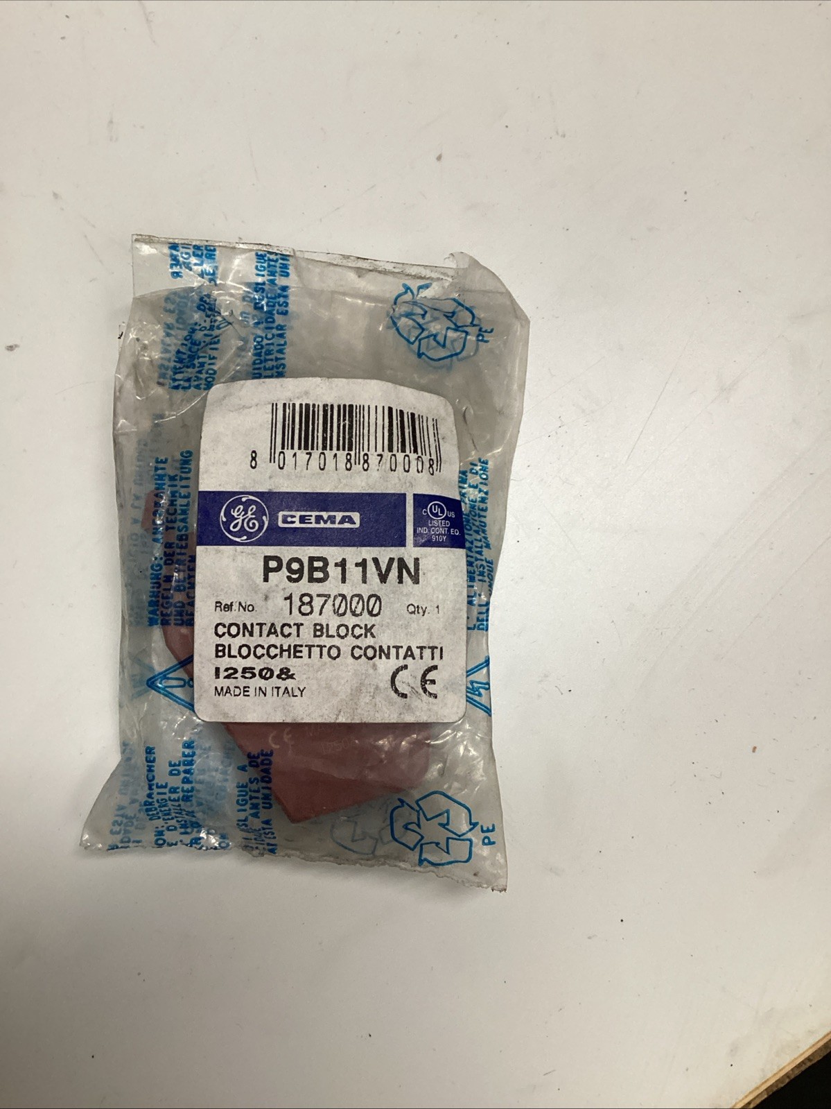 Cema P9B11VN CONTACT BLOCK V-448