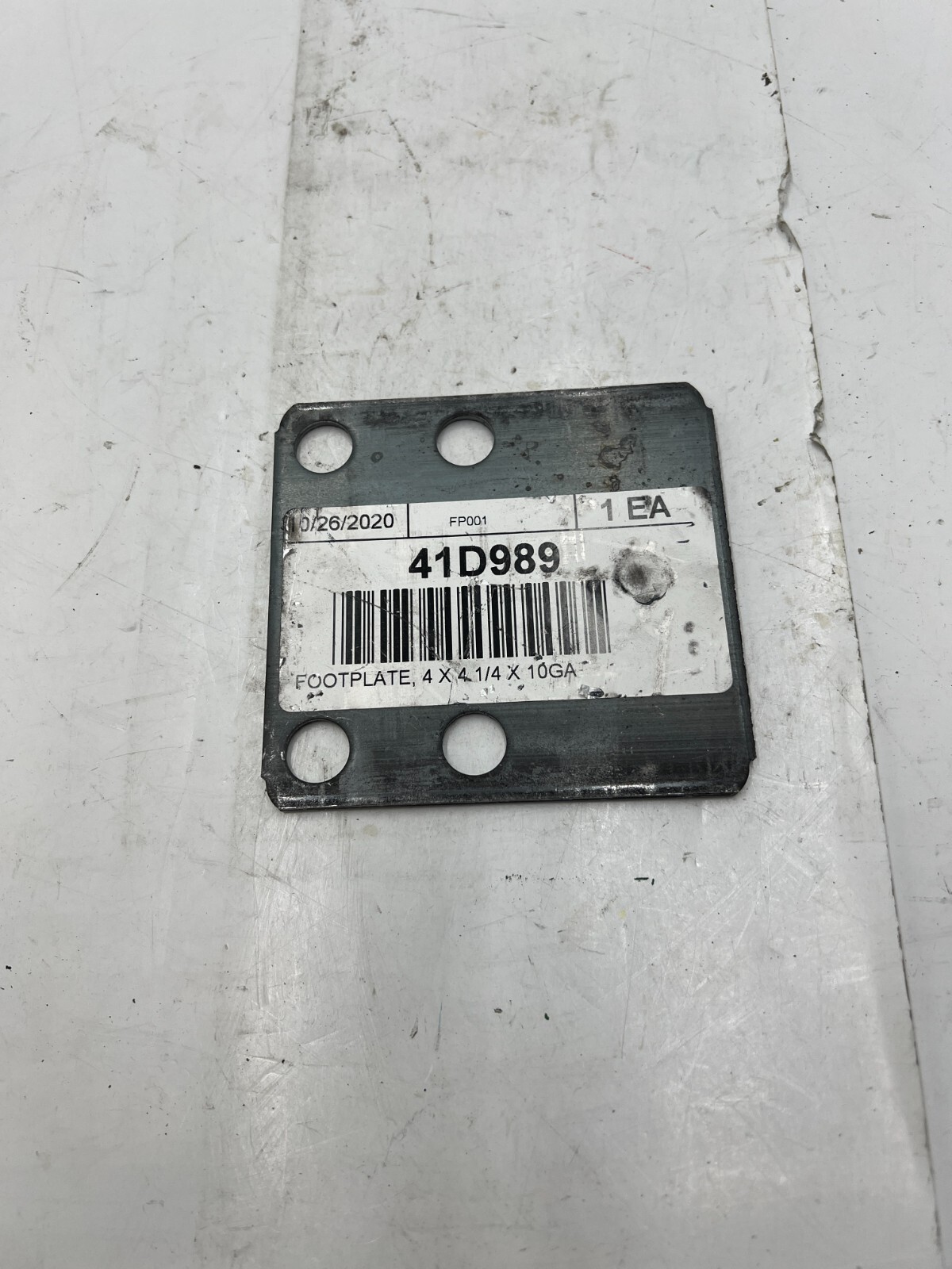 (Qty 25) Upright Shim Footplate 4 X 4-1/4 in 10GA Steel Unfinished 41D989