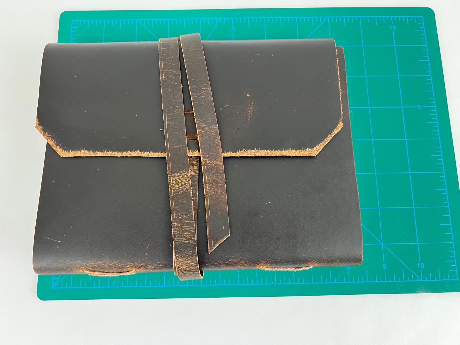 Leather Bound Journal w/Flap & Strap Closure 100 Antique Paper Tied Sheets