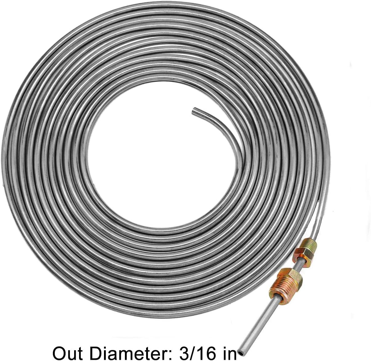 25Ft 3/16 Inch Brake Line Kit – Zinc Coated Double-Walled Steel Brake Tubing wit