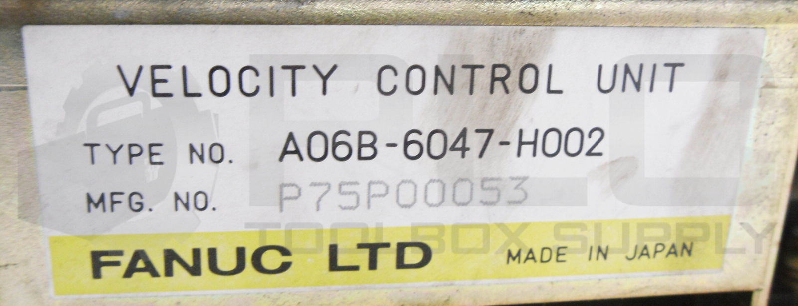 FANUC A06B-6047-H002 VELOCITY CONTROL UNIT