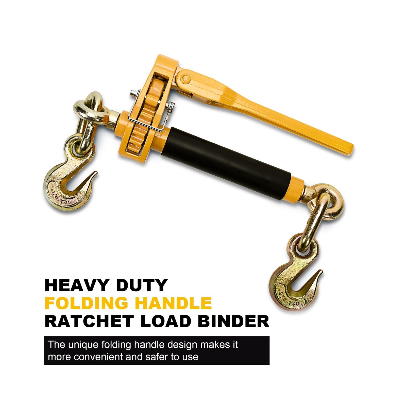 5/16″ – 3/8″ Folding Handle Load Binder, Heavy Duty Ratchet Chain Binder w/Gr…