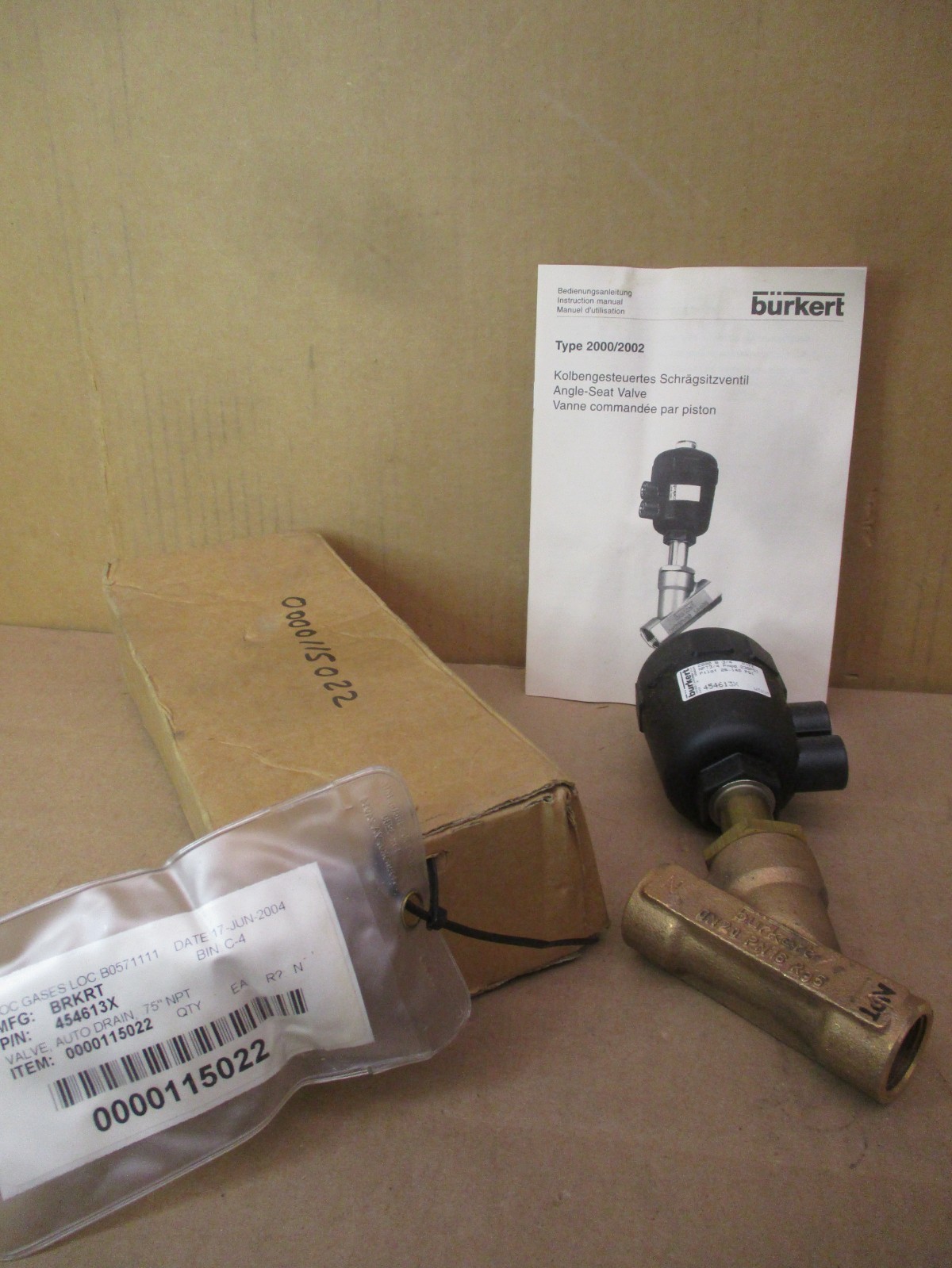 New Open Box Burkert NPT 3/4 454613X Valve, Auto Drain W31UT DN20 PN16 53096PRX