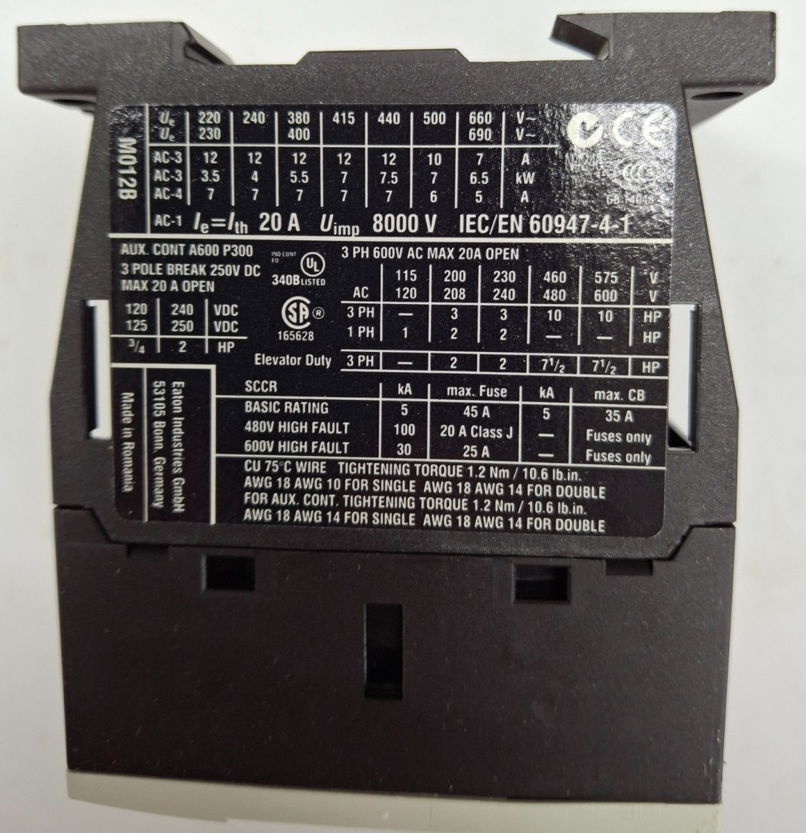 Contactor Eaton, DILM12-10 (120V/60HZ)