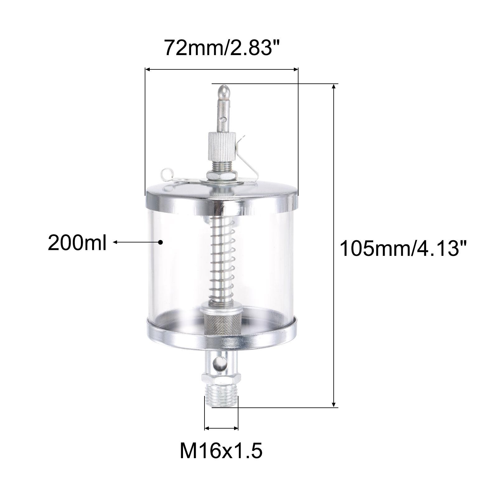 Needle Valve Type Oil Cup M16x1.5 Thread 200ml Sight Gravity Drip Feed Oiler
