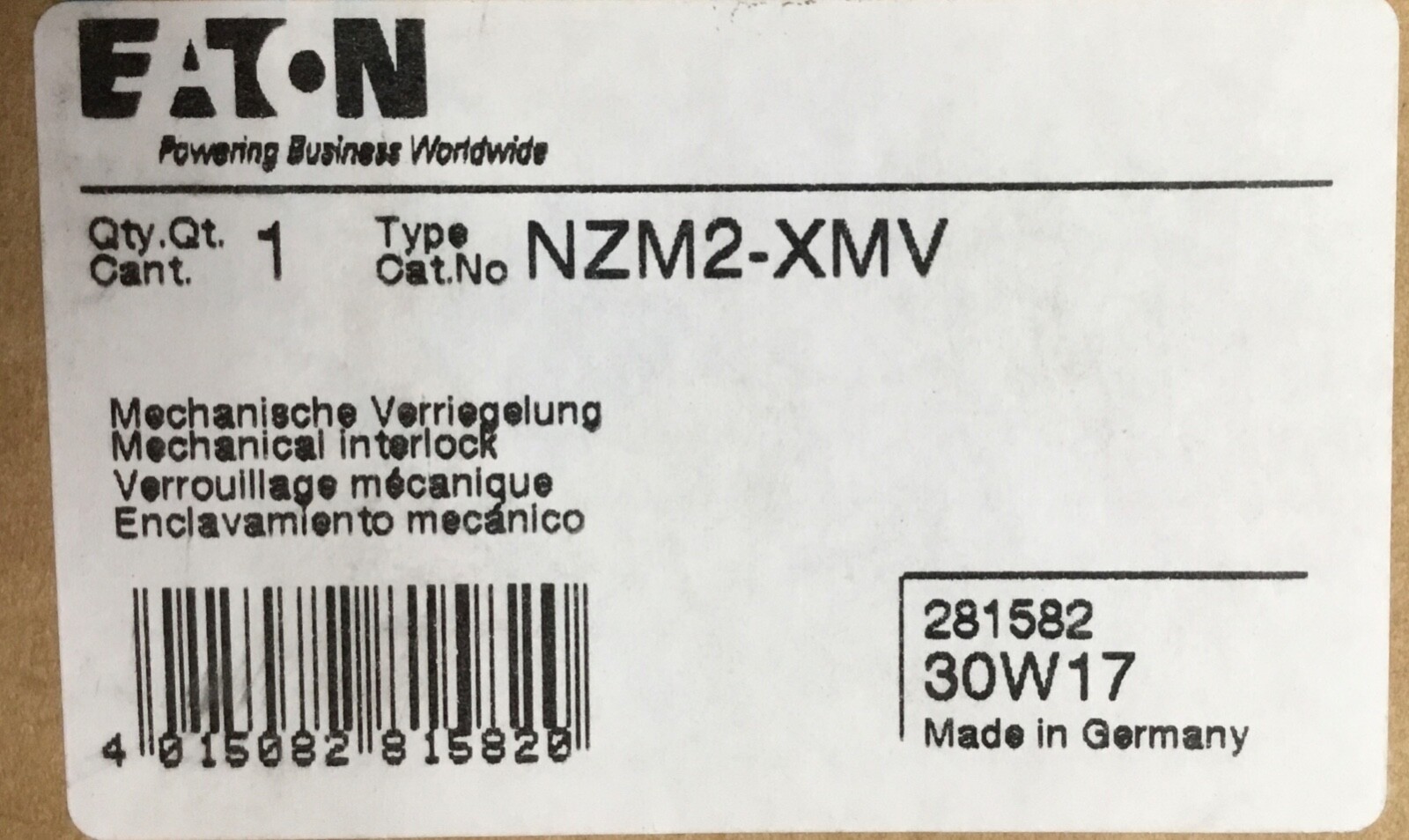 EATON NZM2-XMV MECHANICAL INTERLOCK