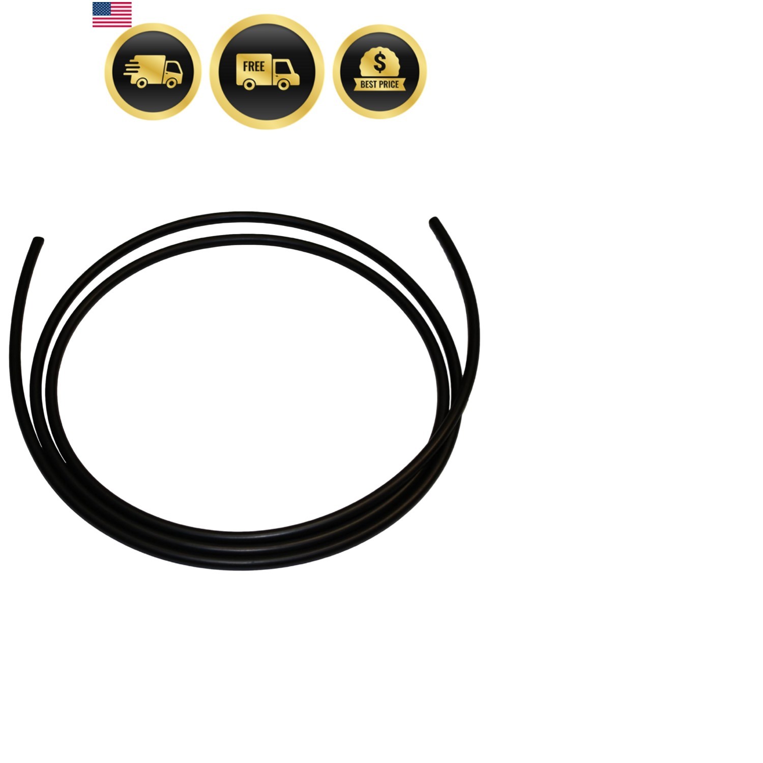079” 2 mm Buna-N O-Ring Cord Stock, 70A Durometer, 10′ Piece, Black