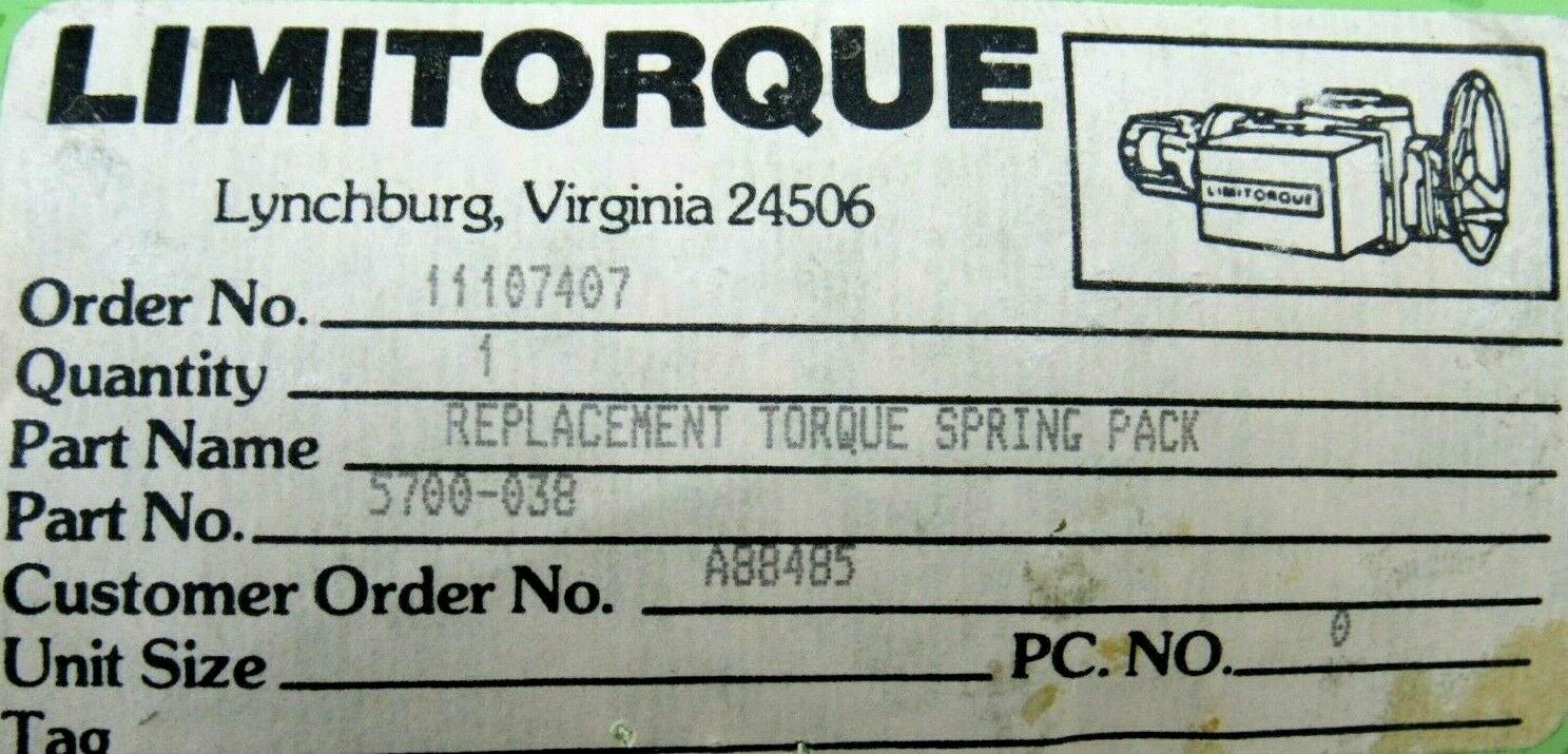 NEW LIMITORQUE 5700-038 TORQUE SPRING PACK 5700038