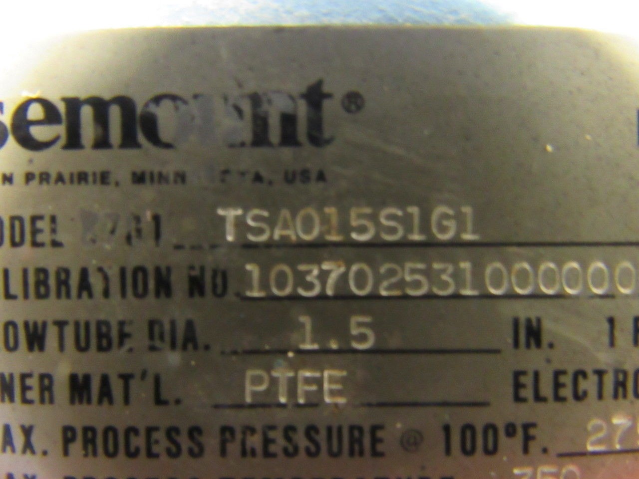 Rosemount 8701TSA015S1G1 1-1/2″ Magnetic Flow Tube Flanged Sensor