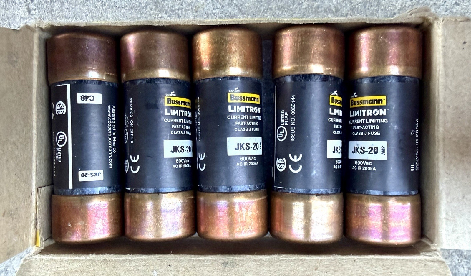 Eaton BUSSMANN LIMITRON 20A 600V CLASS J FUSES JKS-20 ***LOT OF 10 NEW!