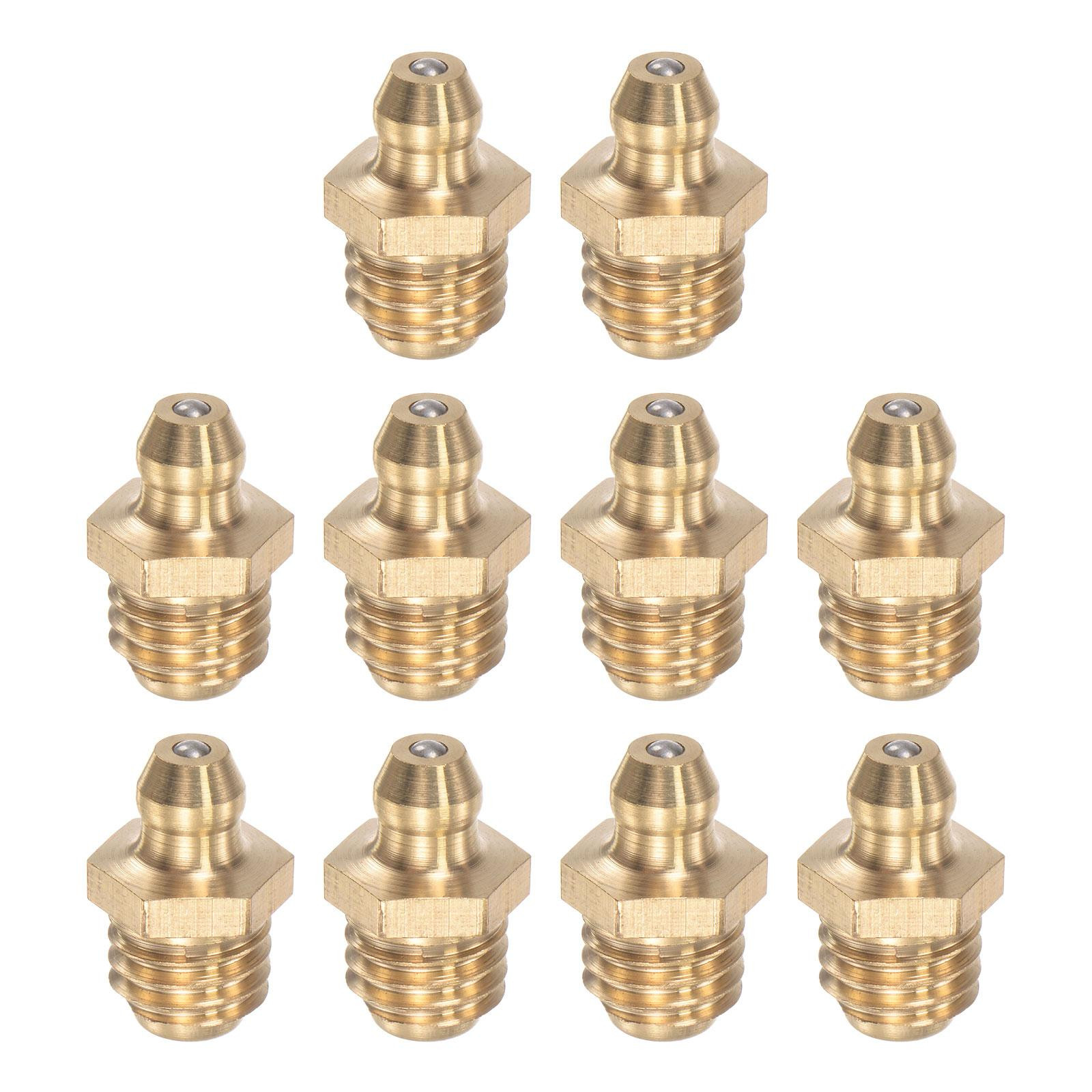 10Pcs Brass Straight Hydraulic Grease Fitting Accessories M10 x 1.5mm Thread