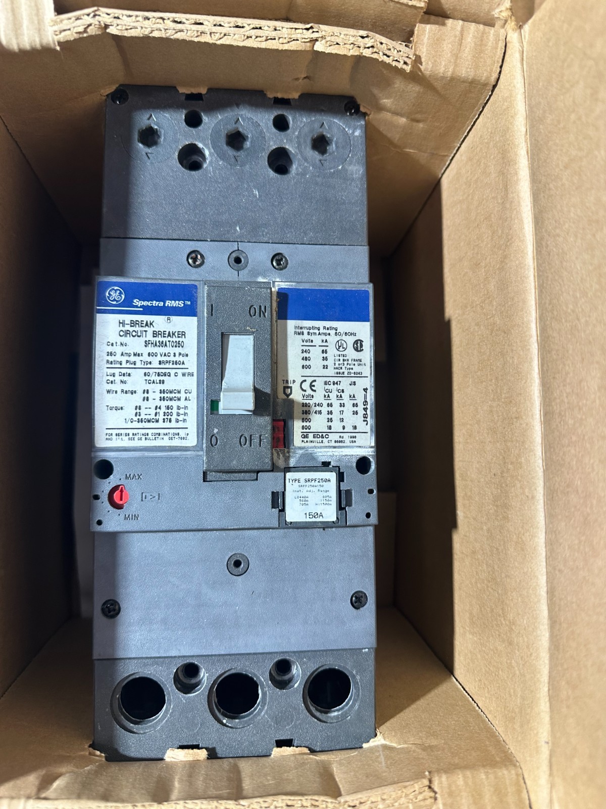 NEW GE HI-BREAK CIRCUIT BREAKER SFHA36AT0250 250 AMP BREAKER