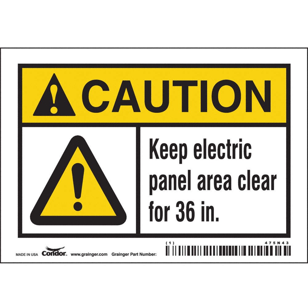 CONDOR 475N43 Safety Sign,3 1/2 inx5 in,Vinyl 475N43