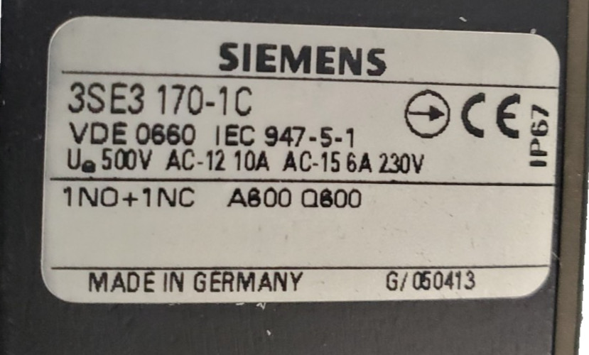 SIEMENS 3SE3170-1C Limit Switch 600VAC 10A NOS 3SE3 170-1C (M1104)