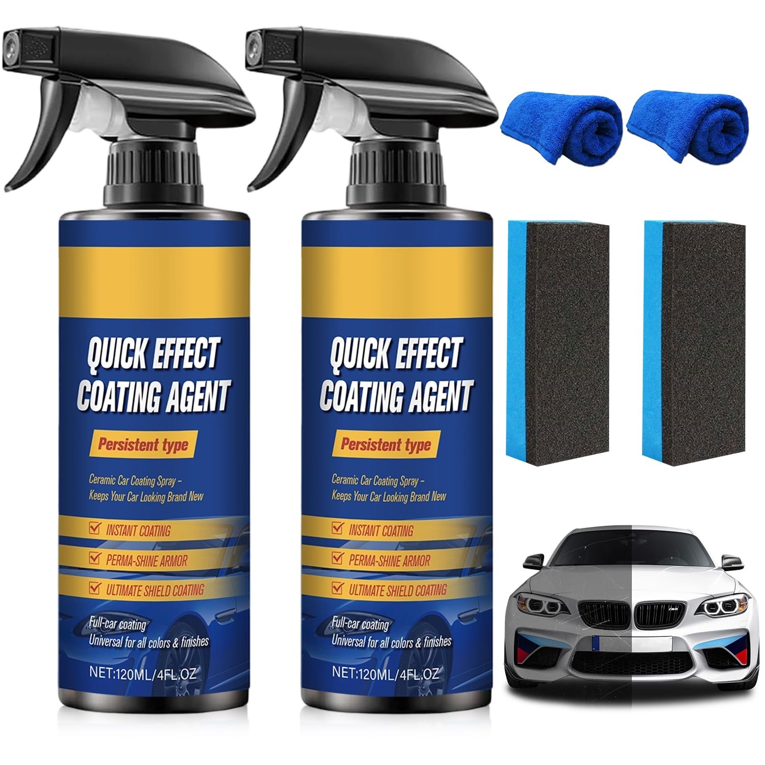 2PCS Nano Quick Coat Restore – 4.23 Fl Oz Quick Effect Coating Agent for Car,…