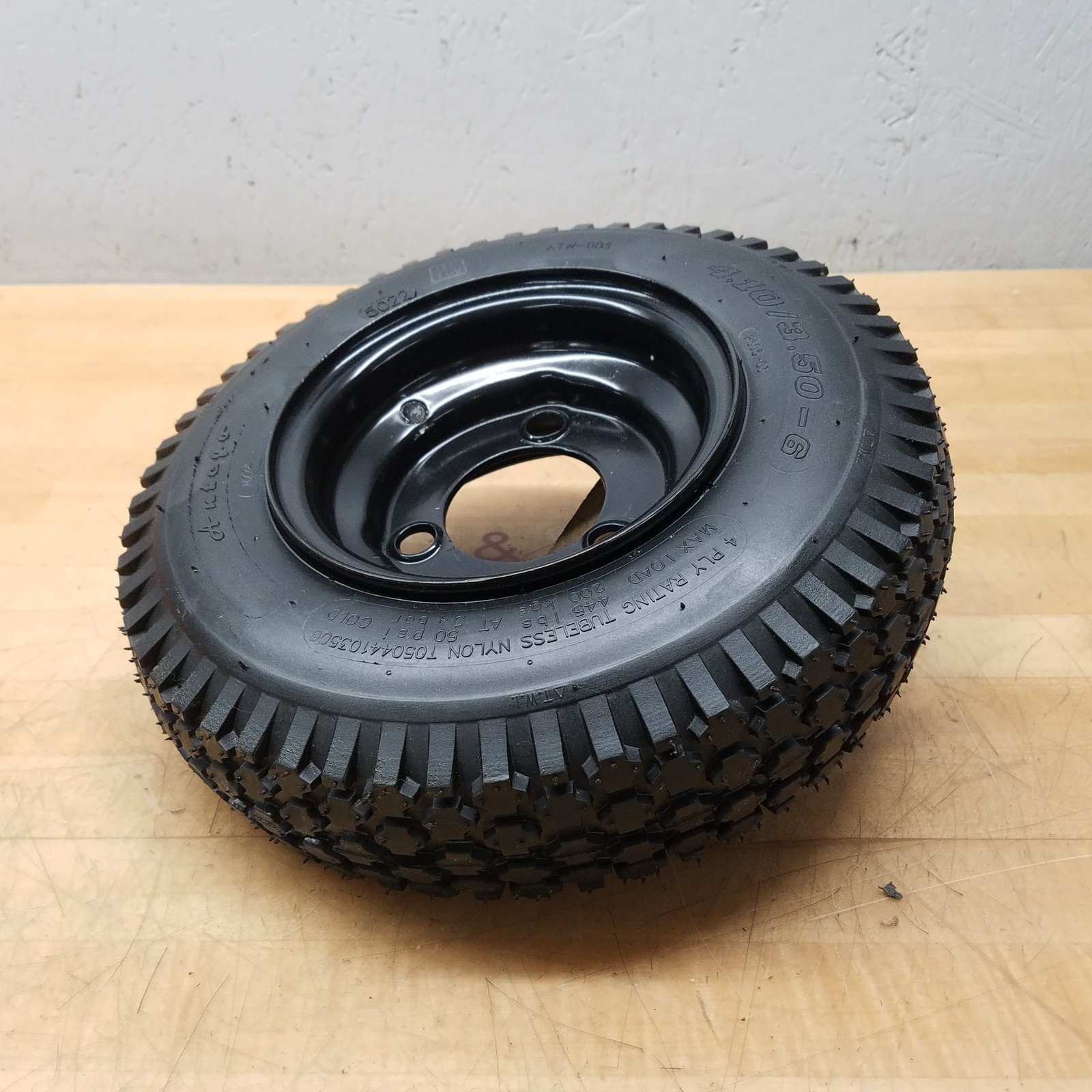 Antego 4.10/3.50-6 Tires With Wheels, 2.5″ Center Bore, (3) 1/2″ Bolt Holes