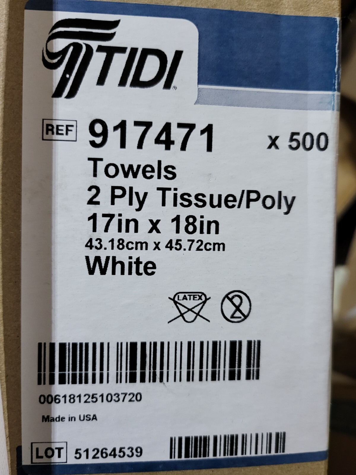 TIDI 2Ply Tissue Poly Patient Towels Napkins Bibs White 17″x18″ 500/Case 917471